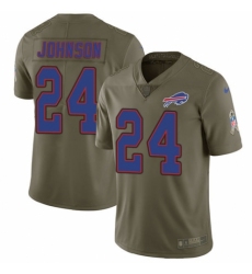 Youth Nike Buffalo Bills #24 Taron Johnson Limited Olive 2017 Salute to Service NFL Jersey