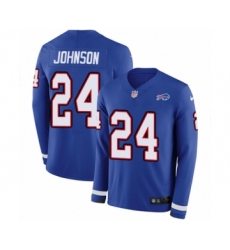 Youth Nike Buffalo Bills #24 Taron Johnson Limited Royal Blue Therma Long Sleeve NFL Jersey