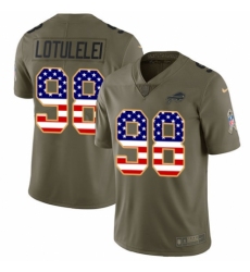 Youth Nike Buffalo Bills #98 Star Lotulelei Limited Olive/USA Flag 2017 Salute to Service NFL Jersey