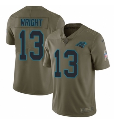 Youth Nike Carolina Panthers #13 Jarius Wright Limited Olive 2017 Salute to Service NFL Jersey
