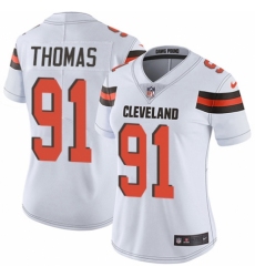 Women's Nike Cleveland Browns #91 Chad Thomas White Vapor Untouchable Limited Player NFL Jersey