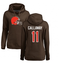 NFL Women's Nike Cleveland Browns #11 Antonio Callaway Brown Name & Number Logo Pullover Hoodie