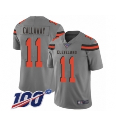 Youth Cleveland Browns #11 Antonio Callaway Limited Gray Inverted Legend 100th Season Football Jersey