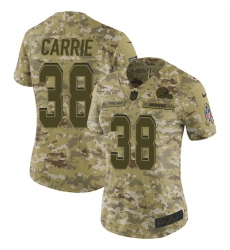 Women's Nike Cleveland Browns #38 T. J. Carrie Limited Camo 2018 Salute to Service NFL Jersey