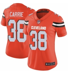 Women's Nike Cleveland Browns #38 T. J. Carrie Orange Alternate Vapor Untouchable Limited Player NFL Jersey
