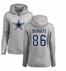 NFL Women's Nike Dallas Cowboys #86 Dalton Schultz Ash Name & Number Logo Pullover Hoodie