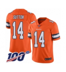 Men's Denver Broncos #14 Courtland Sutton Limited Orange Rush Vapor Untouchable 100th Season Football Jersey