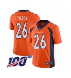Men's Denver Broncos #26 Isaac Yiadom Orange Team Color Vapor Untouchable Limited Player 100th Season Football Jersey
