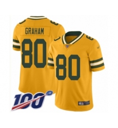 Men's Green Bay Packers #80 Jimmy Graham Limited Gold Inverted Legend 100th Season Football Jersey