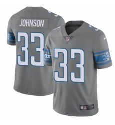 Men's Nike Detroit Lions #33 Kerryon Johnson Limited Steel Rush Vapor Untouchable NFL Jersey