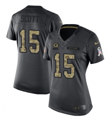 Women's Nike Green Bay Packers #15 JK Scott Limited Black 2016 Salute to Service NFL Jersey