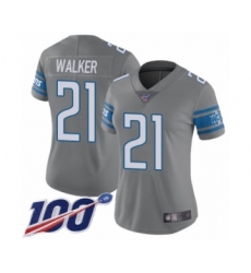 Women's Detroit Lions #21 Tracy Walker Limited Steel Rush Vapor Untouchable 100th Season Football Jersey