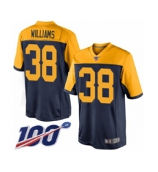 Men's Green Bay Packers #38 Tramon Williams Limited Navy Blue Alternate 100th Season Football Jersey