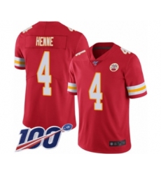 Men's Kansas City Chiefs #4 Chad Henne Red Team Color Vapor Untouchable Limited Player 100th Season Football Jersey