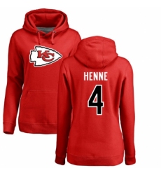 NFL Women's Nike Kansas City Chiefs #4 Chad Henne Red Name & Number Logo Pullover Hoodie