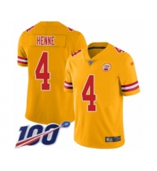 Youth Kansas City Chiefs #4 Chad Henne Limited Gold Inverted Legend 100th Season Football Jersey