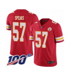 Men's Kansas City Chiefs #57 Breeland Speaks Red Team Color Vapor Untouchable Limited Player 100th Season Football Jersey