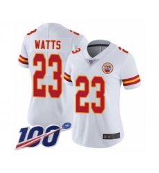 Women's Kansas City Chiefs #23 Armani Watts White Vapor Untouchable Limited Player 100th Season Football Jersey