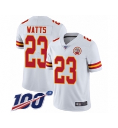 Youth Kansas City Chiefs #23 Armani Watts White Vapor Untouchable Limited Player 100th Season Football Jersey