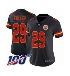 Women's Kansas City Chiefs #29 Kendall Fuller Limited Black Rush Vapor Untouchable 100th Season Football Jersey