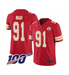 Men's Kansas City Chiefs #91 Derrick Nnadi Red Team Color Vapor Untouchable Limited Player 100th Season Football Jersey
