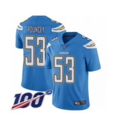 Men's Los Angeles Chargers #53 Mike Pouncey Electric Blue Alternate Vapor Untouchable Limited Player 100th Season Football Jersey