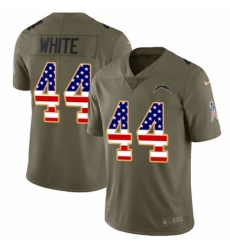 Men's Nike Los Angeles Chargers #44 Kyzir White Limited Olive/USA Flag 2017 Salute to Service NFL Jersey