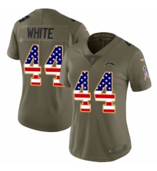 Women's Nike Los Angeles Chargers #44 Kyzir White Limited Olive/USA Flag 2017 Salute to Service NFL Jersey