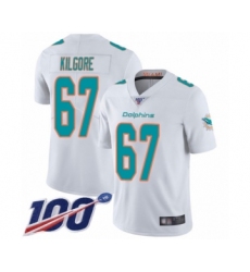 Men's Miami Dolphins #67 Daniel Kilgore White Vapor Untouchable Limited Player 100th Season Football Jersey