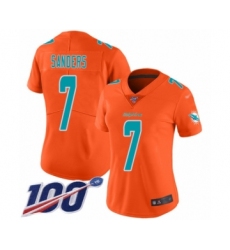 Women's Miami Dolphins #7 Jason Sanders Limited Orange Inverted Legend 100th Season Football Jersey