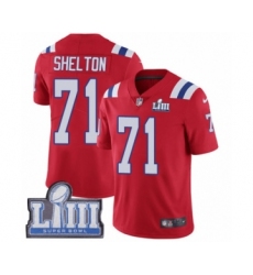 Men's Nike New England Patriots #71 Danny Shelton Red Alternate Vapor Untouchable Limited Player Super Bowl LIII Bound NFL