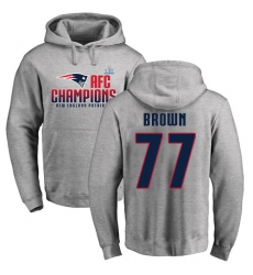 Nike New England Patriots #77 Trent Brown Heather Gray 2017 AFC Champions Pullover Hoodie
