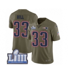 Men's Nike New England Patriots #33 Jeremy Hill Limited Olive 2017 Salute to Service Super Bowl LIII Bound NFL Jersey