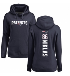 NFL Women's Nike New England Patriots #86 Troy Niklas Navy Blue Backer Pullover Hoodie