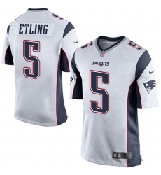 Men's Nike New England Patriots #5 Danny Etling Game White NFL Jersey