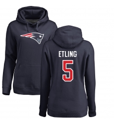 NFL Women's Nike New England Patriots #5 Danny Etling Navy Blue Name & Number Logo Pullover Hoodie