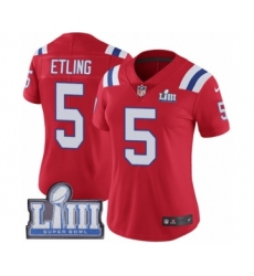 Women's Nike New England Patriots #5 Danny Etling Red Alternate Vapor Untouchable Limited Player Super Bowl LIII Bound NFL Jersey