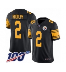 Men's Pittsburgh Steelers #2 Mason Rudolph Limited Black Rush Vapor Untouchable 100th Season Football Jersey