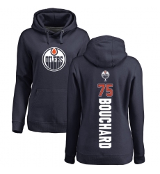 NHL Women's Adidas Edmonton Oilers #75 Evan Bouchard Navy Blue Backer Pullover Hoodie