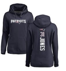 NFL Women's Nike New England Patriots #31 Jonathan Jones Navy Blue Backer Pullover Hoodie
