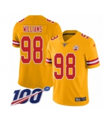 Men's Kansas City Chiefs #98 Xavier Williams Limited Gold Inverted Legend 100th Season Football Jersey