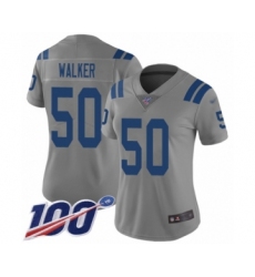 Women's Indianapolis Colts #50 Anthony Walker Limited Gray Inverted Legend 100th Season Football Jersey