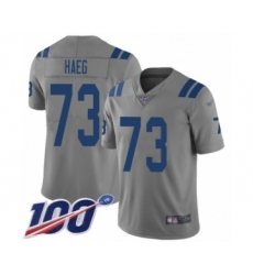 Men's Indianapolis Colts #73 Joe Haeg Limited Gray Inverted Legend 100th Season Football Jersey