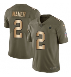 Youth Nike Dallas Cowboys #2 Brett Maher Limited Olive Gold 2017 Salute to Service NFL Jersey
