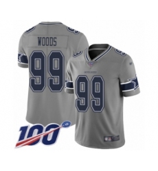 Men's Dallas Cowboys #99 Antwaun Woods Limited Gray Inverted Legend 100th Season Football Jersey
