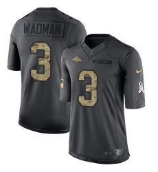 Men's Nike Denver Broncos #3 Colby Wadman Limited Black 2016 Salute to Service NFL Jersey