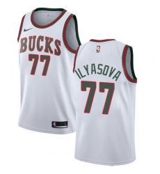 Women's Nike Milwaukee Bucks #77 Ersan Ilyasova Swingman White Fashion Hardwood Classics NBA Jersey