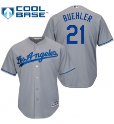 Youth Majestic Los Angeles Dodgers #21 Walker Buehler Authentic Grey Road Cool Base MLB Jersey