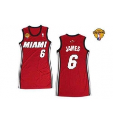 Women NBA Miami Heat #6 LeBron James Red With Finals Patch Dress Stitched NBA Jersey