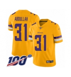 Youth Minnesota Vikings #31 Ameer Abdullah Limited Gold Inverted Legend 100th Season Football Jersey